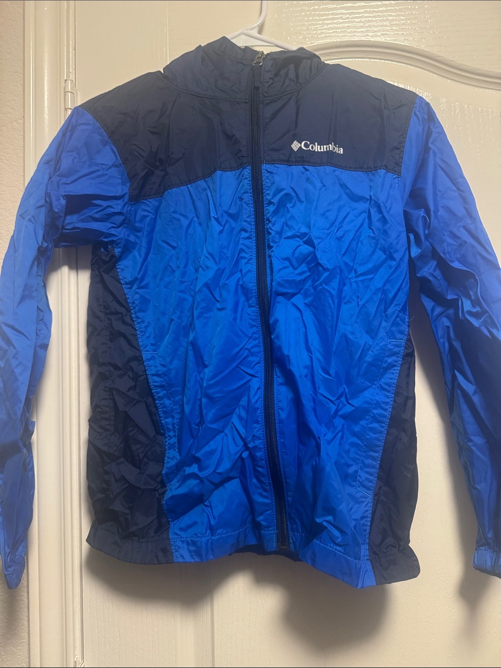 Columbia Blue and Navy Colorblock Windbreaker Jacket